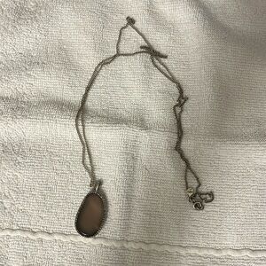 Long length necklace with purple/brown stone-LOFT